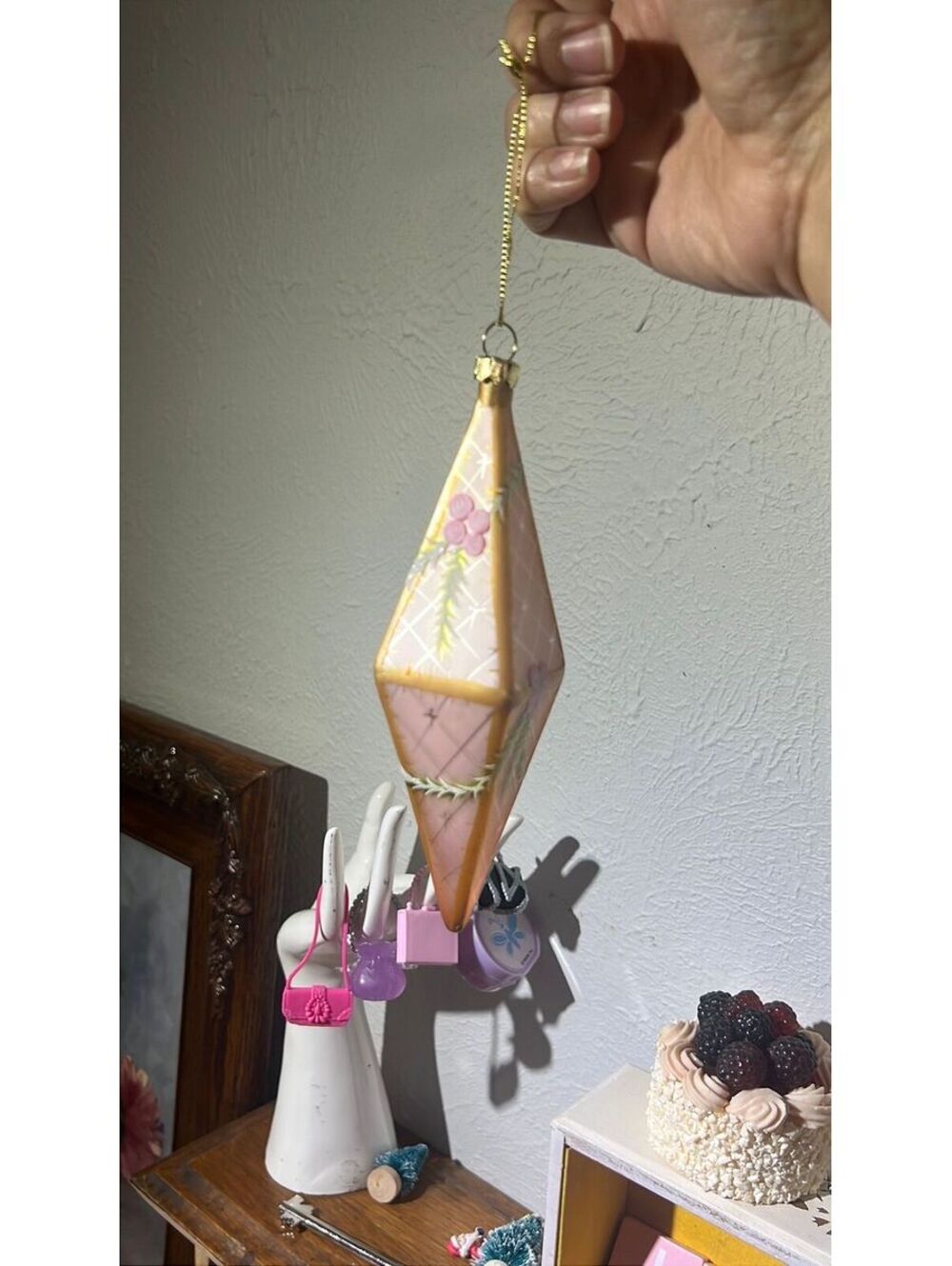 Hand Painted Diamond Glass Ornament